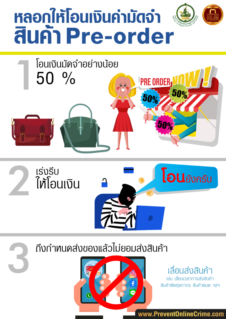 หลอกให้โอนเงินค่ามัดจำ สินค้าพรีออเดอร์
