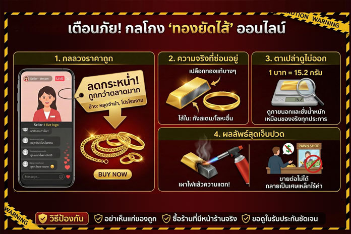 เตือนภัยสาย CF! “ไลฟ์สดขายทองปลอมยัดไส้”